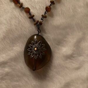 Amber Stone Necklace NWOT